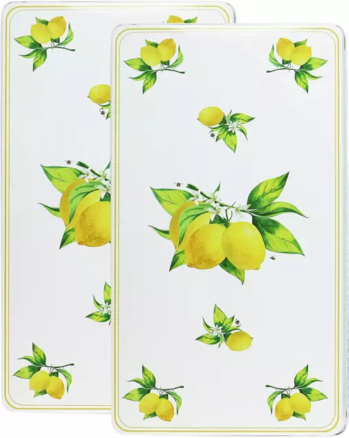 Decorative Lightweight Tin Rectangular Stovetop/Burner Cover Set, Fresh Lemons &