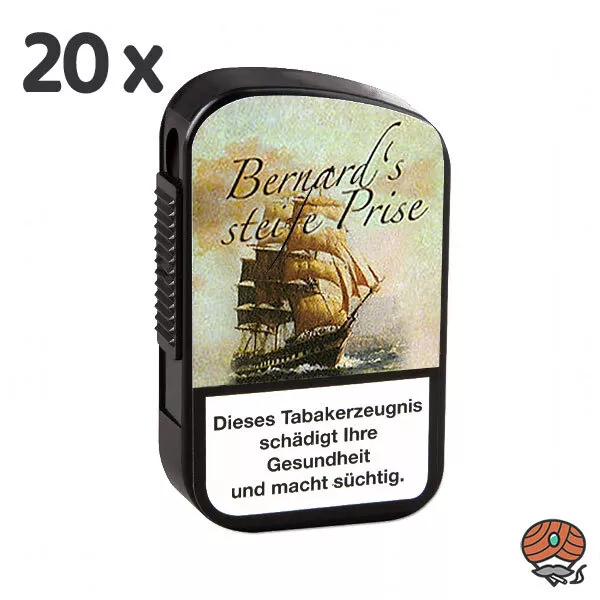 20 x Bernard's steife Prise Snuff 10g Dose Schnupftabak