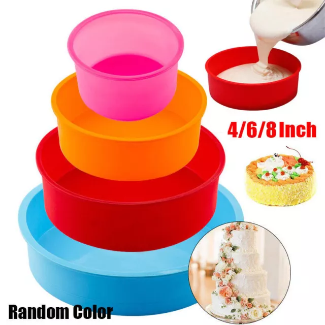 4/6/8inch Silicone Round Cake Pan Mould Tins Non-stick Baking Muffin Bakeware