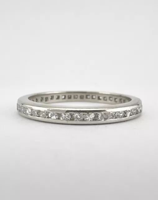 Antique Art Deco 14k White Gold .50ct Old Cut Diamond Eternity Stack Band Ring