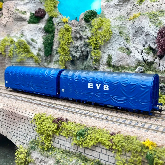 Wagon Bâché Double Lails 3 Essieux Transfesa SNCF Ep IV – Electrotren HE6042, échelle HO, Neuf