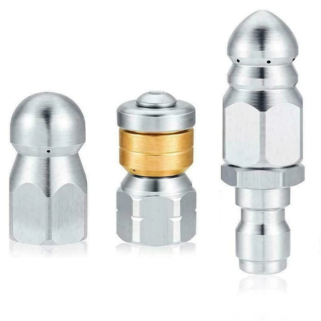 3 Pcs Sewer Jetter Nozzle 1/4 Pressure Washer Rotating Button Nose Connector