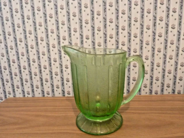 A Nice Vintage Green Depression Glass Milk Jug - 1940'S