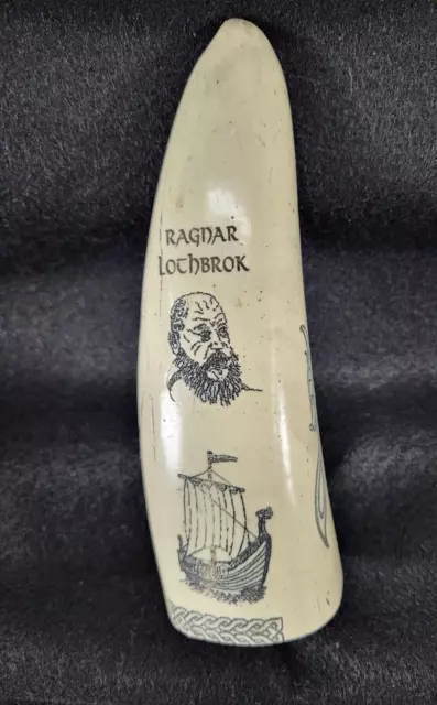 THE VIKINGS - Ragnar Lothbrok - Celtic Design Scrimshaw RESIN REPRODUCTION TUSK