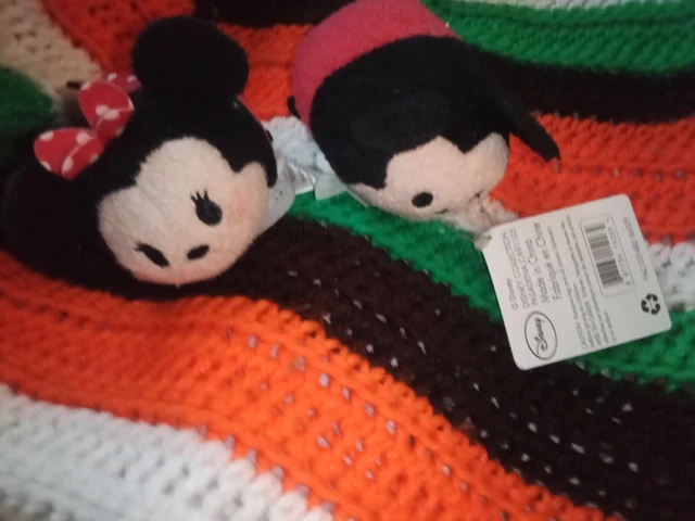New Disney Parks Red Black Classic Mickey And Minnie 3.5" Tsum Tsum Plush Set