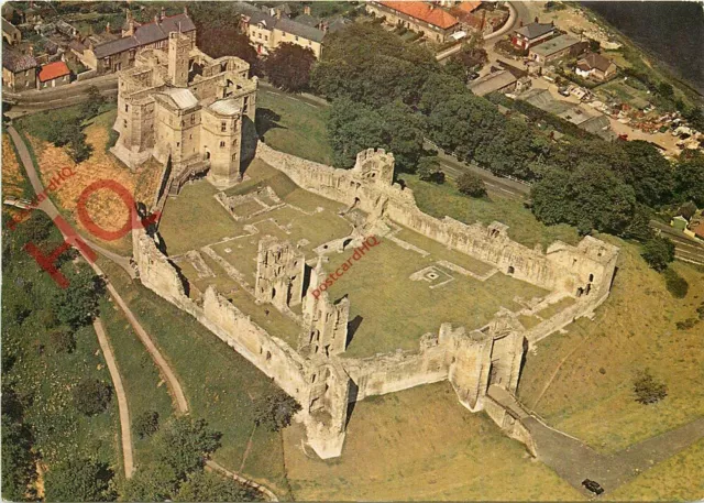 Picture Postcard-:Warkworth Castle, Air View from South-West