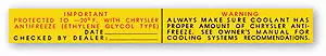 Mopar Dodge Plymouth Chrysler Radiator/Coolant Decal 1969 1970 1971 1972 1973