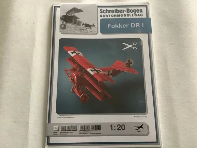 ✅ Schreiber-Bogen Kartonmodellbau 666 1:20 Fokker DR I versiegelt (DR415-6R7/2)