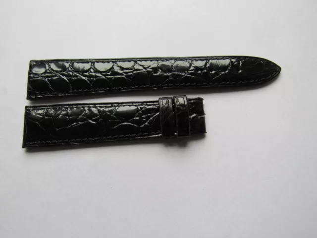 ancien bracelet de montre SEIKO noir sans boucle - cuir CROCODILE - 18 mm - NEUF