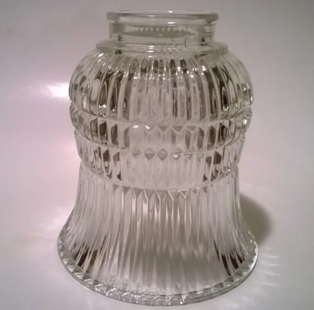 Clear Cut Glass Light Fixture Shade Tulip/Bell Shaped - Antique