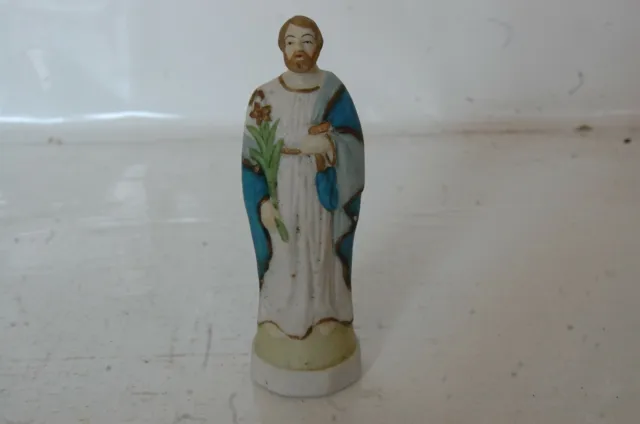 statuette santon saint joseph en biscuit polychrome