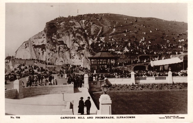 Ilfracombe Postkarte C1910 echtes Foto Capstone Hill & Promenade Twiss Bros Devon