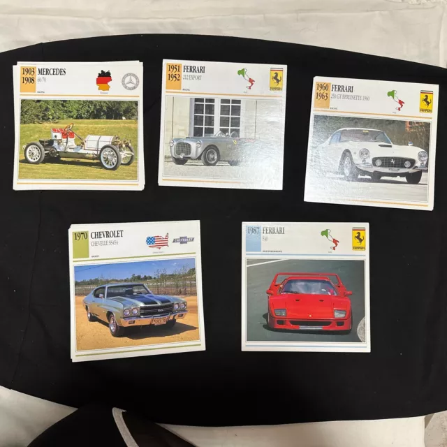 Special Sheet Info Cards For Assorted Models From 1903 To 1987