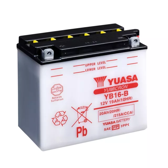 YUASA Batterie YB16-B Dry Charged (ohne Batteriesäure) 12V/19Ah