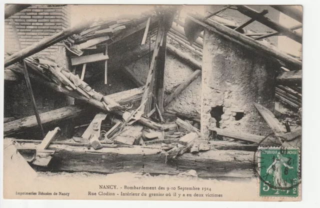 NANCY - Meurthe & Moselle - CPA 54 - War Bombings - Rue Clodion Attic
