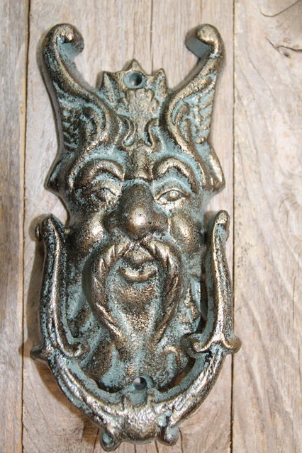 Cast Iron Gargoyle Door Knocker Rust-Inhibiting Bronzed Finish Ships Free! H-93