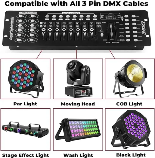 192 Channels DMX-512 Controller Console For Stage Light DJ Disco Bar Party