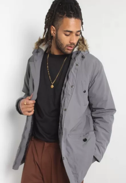 Fluid Mens Parka Coat Jacket - Grey - Size XL (W1S7)