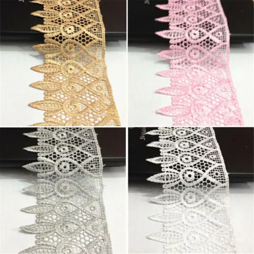 1 Yard Crochet Lace Trim Ribbon Wedding Applique Dress Sewing Craft DIY Decor
