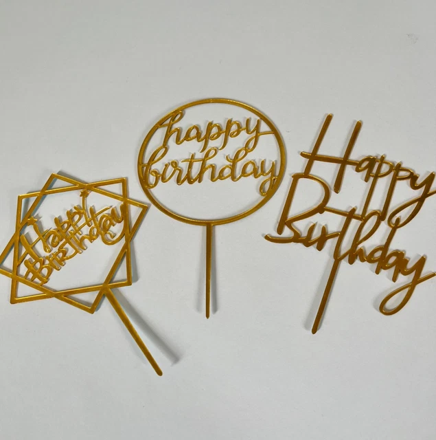 LOLStar 12-Pack Black & Gold Happy Birthday Cake Toppers – Cake Decoration Supplies - View #5