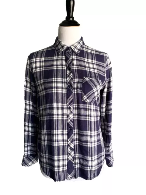 Rails Button up Shirt Women's Small Blue White Hunter Plaid In Arctic White