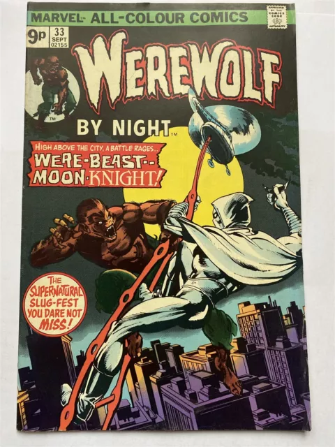 WEREWOLF BY NIGHT #33 2nd Moon Knight Marvel Comics UK Price 1975 FN++
