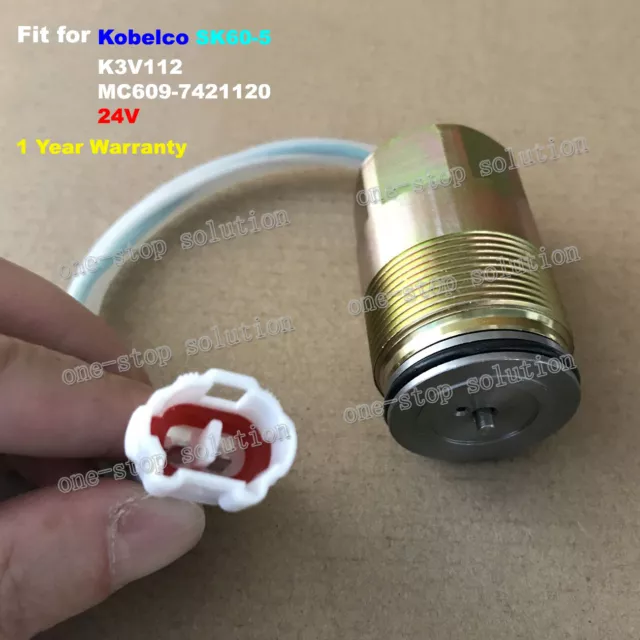 24V Rotary Hydraulic Pump Solenoid Valve Kawasaki K3V112 Fit for Kobelco SK60-5#