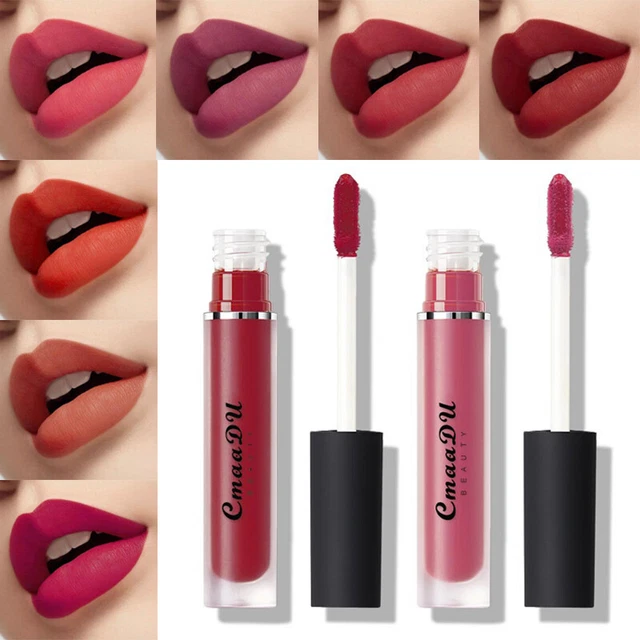 Lápiz labial líquido resistente al agua mate de larga duración maquillaje 15 colores ~
