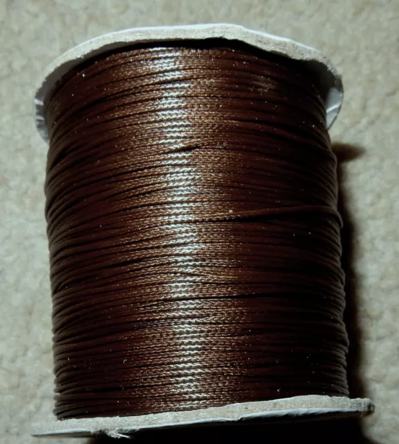 10 metres x .5mm that is half a mm (Korea Polyester Cotton Wax Cord dark brown 2