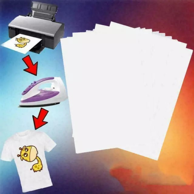 10Pcs A4 T Shirt Transfer Paper Iron On Light Fabrics Heat Press Inkjet O0V