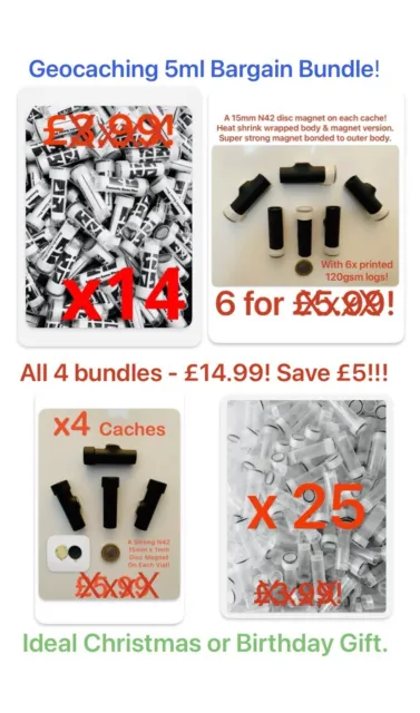 ✅ 49 Piece Geocache Gift / Value Bundle - Micro 5ml Mags, Vials, Logs & Caches!