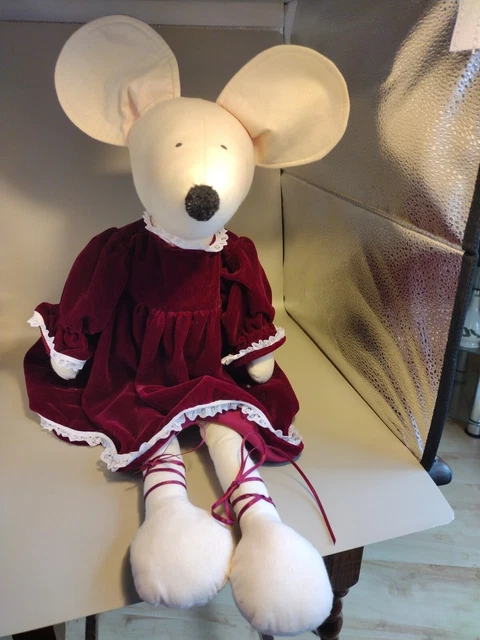 LARGE COTTON MOUSE Dressed In Velvet Dress+ Spare Dress £5.00 - PicClick UK
