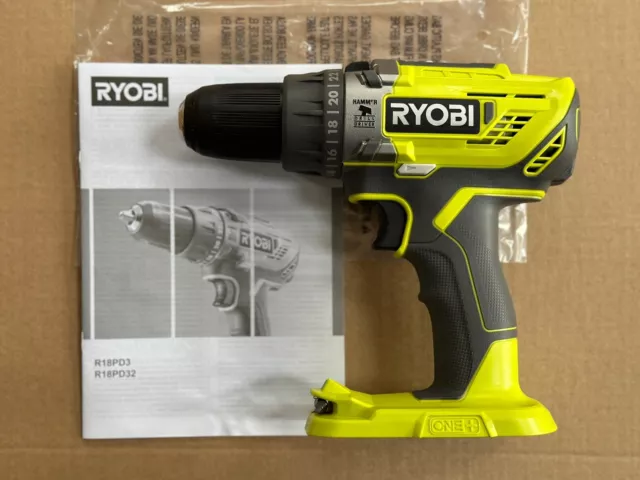 Ryobi R18PD3 18V One+ Cordless Combi Drill Bare/BODY ONLY Hammer Driver 2 Speed