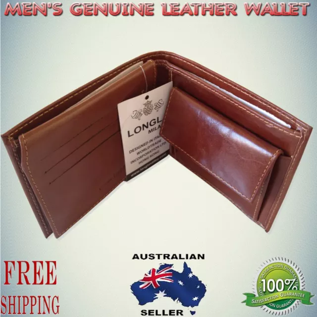 Luxury Mens Genuine cash credit card Quality Leather Wallet trifold Coin Purse