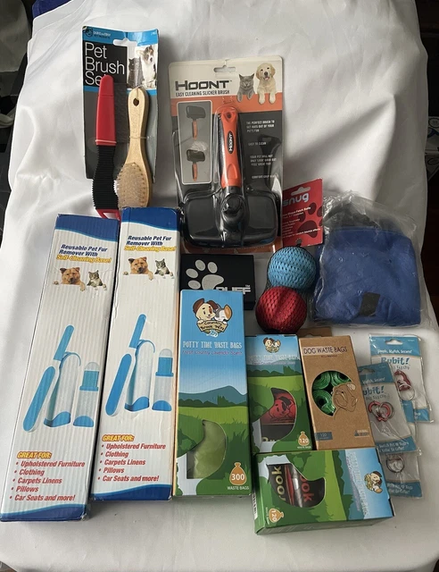 Qty = 14 Pieces: Mixed Lot of Pet Supplies / Poop Bags Collars Brush