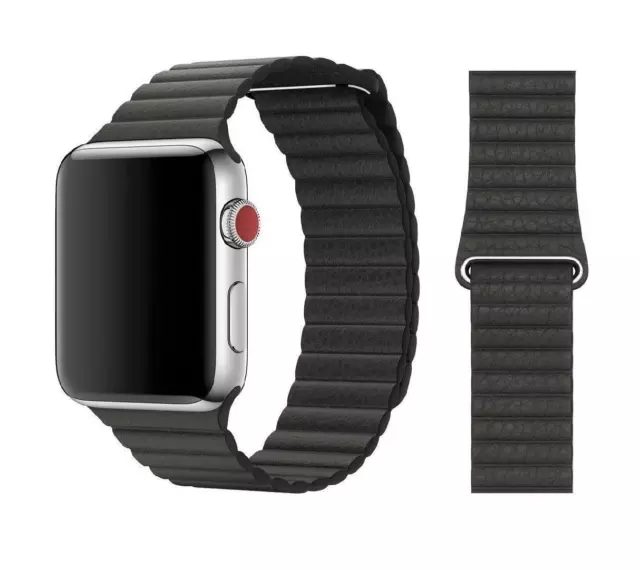 Original Apple Leather Loop Armband Größe L 42/44/45mm Black 2. Gen