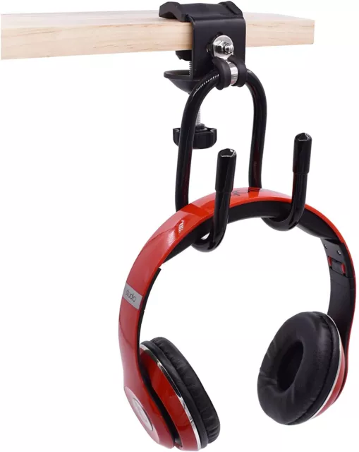 Headset Hanger Headphone Hook Holder Desk Mount Stand with Foldable Clamp Metal