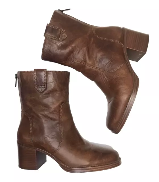 Vince Camuto Booties Women's 6 M Ankle Boots Leather Zanilla Brown  Heels Zipper