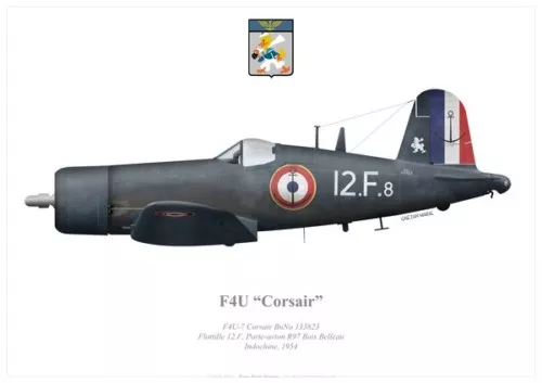 Print F4U-7 Corsair, Flottille 12.F, Indochine, 1954 (par G. Marie)