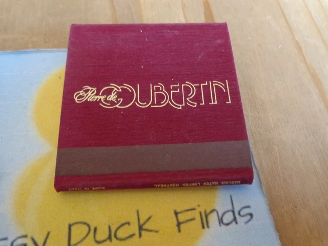 Vintage Matchbook Cover Pierre de Coubertin Le Quatre Saisons Montreal Wood Full