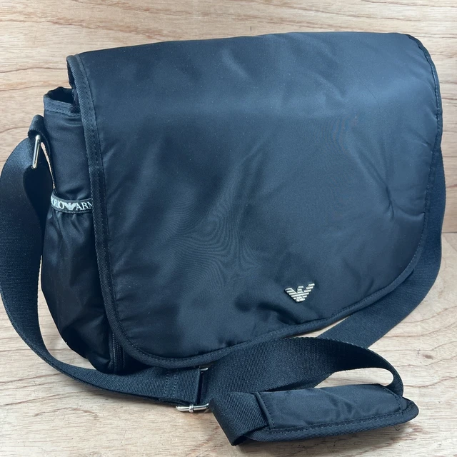 Emporio Giorgio Armani Black Baby Changing Bag Bottle Holder Changing Pad