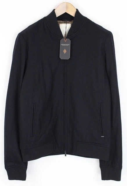 Scotch & Soda Atelier 50 Hommes Veste Laine Mélange Doublé Marine Zippé Manches