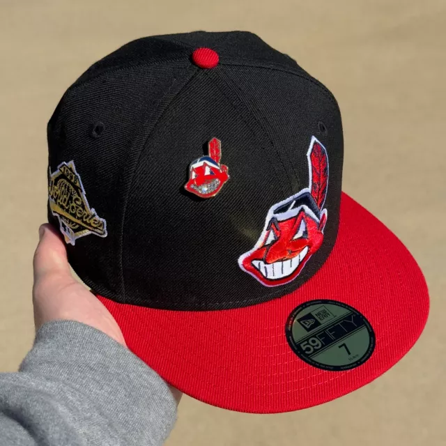 Black Red Chief Wahoo Cleveland Indians 1995 World Series 59fifty New Era Fitted