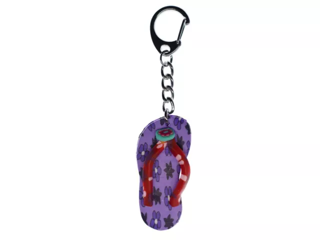 Badelatschen Schlüsselanhänger Miniblings Schlüsselring Sandale Gummi violett