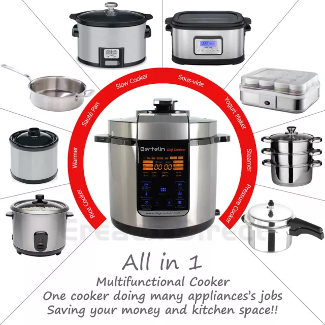 18-in-1 Multi Cooker 6L Pressure Sous Vide Rice Slow Steam Yogurt Bertelin Digi 3