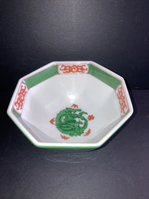 VINTAGE FITZ AND Floyd Dragon Crest Green Bowl, Octagonal, Porcelain c. 70s  $32.00 - PicClick