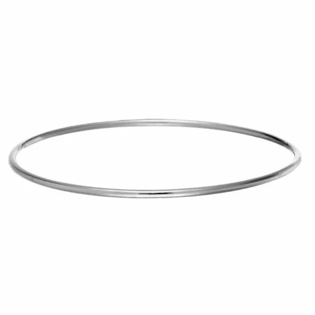 Silverly Bracciale in Argento Sterling Bangle Rigido Rotondo Cerchio 2 mm