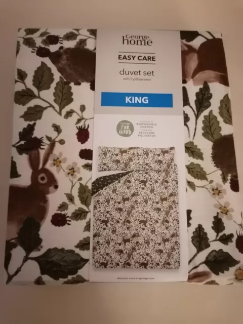 King Size Duvet Cover Set Woodland Animals Wildlife Twilight  Bedding Bnwt