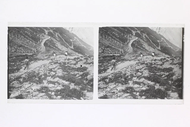 Randonnée Montagne France Photo Stereo L1n4 Plaque de verre Vintage