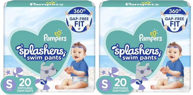 Pampers Splashers Swim Pants Size 3 S(13-24lb) 40(2x20) Count 360 Fit Diapers